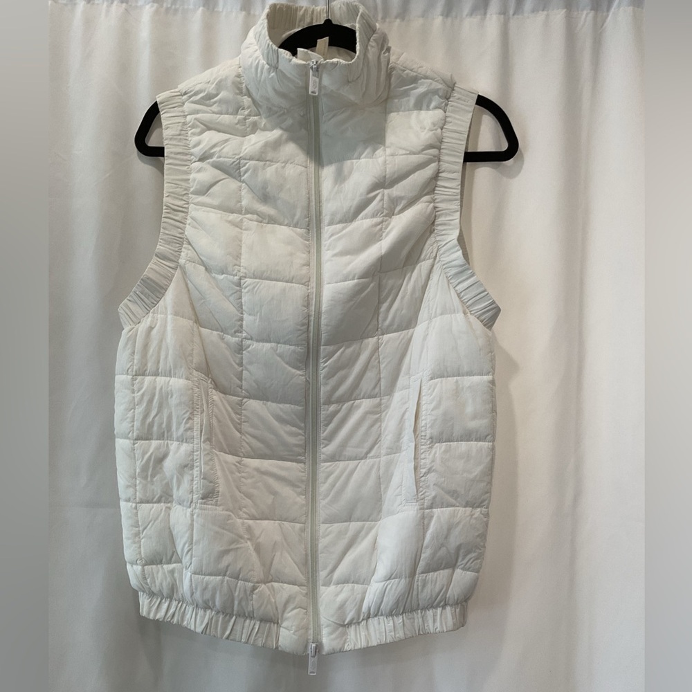 EUC FP Movement Vest Womens, White Blue Insulated Puffer Full Zip